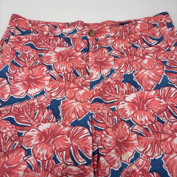 Vineyard Vines Mens Sz33 Pink Blue Floral Pattern 100% Cotton Shorts - Picture 2 of 5
